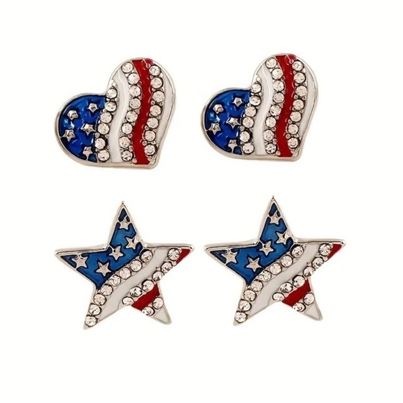 Star shaped American flag 🇺🇸 with Stars and Stripes earrings - Picture 4 of 4